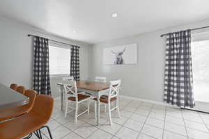 View of tiled dining room