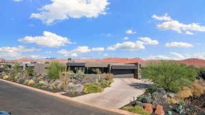 View of front of house featuring a mountain view