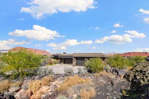 View of front of home with a mountain view