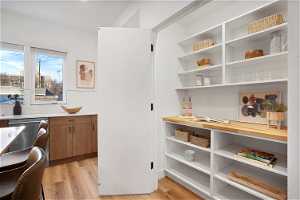 Butlers pantry with solid wood top, electrical & lights