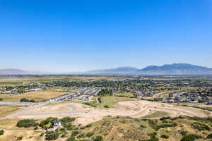 Aerial view featuring a mountain view