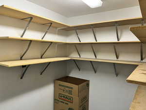 Storage space with ample shelves.