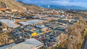 Drone / aerial view with a mountain view