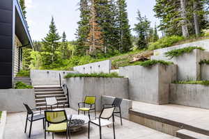 View of patio with stairs