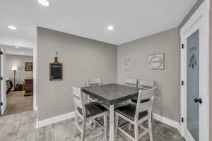 Dining nook near large pantry.