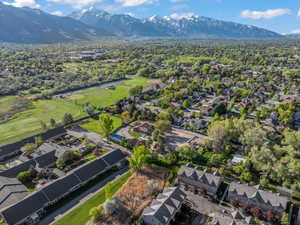 Birds eye view of property with a mountain view