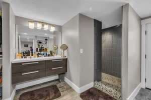 Basement Master Bathroom double sink vanity