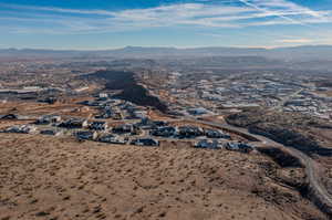 Drone / aerial view featuring a mountain view