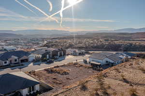 Aerial view featuring a mountain view