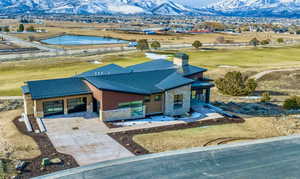 Drone / aerial view with a mountain view