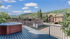 Summer view of Deck on Woodside Avenue with views of Park City Mountain Resort