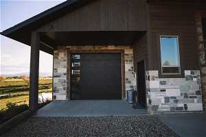 Exterior space with a garage