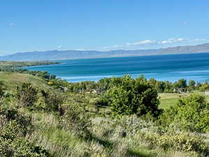 Water view with a mountain view