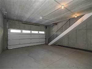 Lower level of 4 car garage