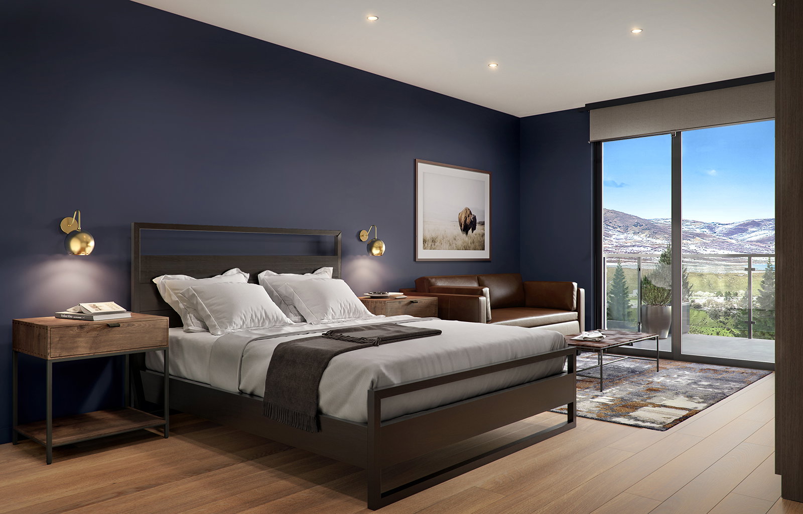 Bedroom featuring light wood-type flooring and access to outside