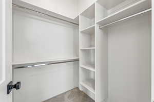Spacious closet with carpet flooring