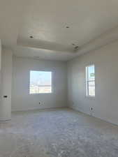 Empty room featuring a raised ceiling