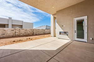 Covered patio with fire place