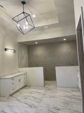 Bathroom with a shower and vanity