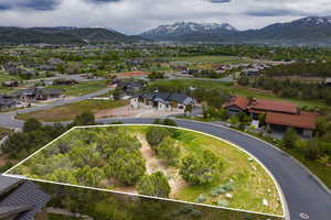 Drone / aerial view with a mountain view