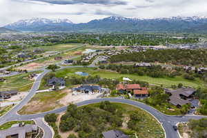 Drone / aerial view with a mountain view