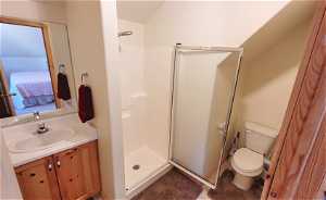 bathroom with shower upstairs