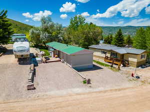 View of front of home with a mountain view