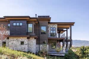 View of front facade with a mountain view