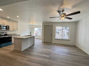 Family room open to the kitchen/dining