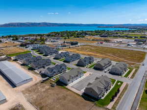 Bird's eye view featuring a water and mountain view