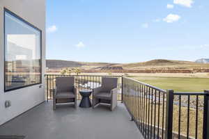 Balcony with a mountain view