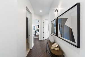 Hall featuring dark hardwood / wood-style floors