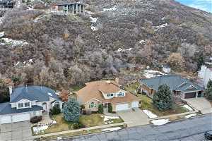 Aerial view of home and extensive lot