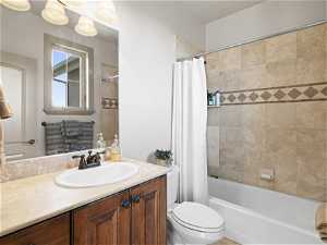 Full bath ensuite with second bedroom offering full bathroom with shower / bath combination and large vanity