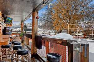 View of snow covered patio