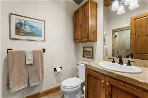 Powder room between dining and great room.