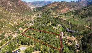 Aerial view with a mountain view