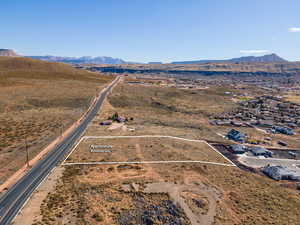 Drone / aerial view with a mountain view