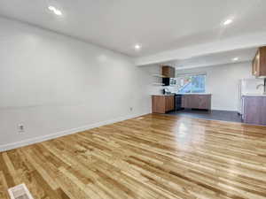 Unfurnished living room featuring wood-type flooring