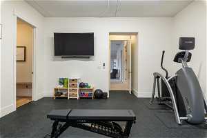 Fitness Room (364 sqft), Looking to Doorways to Casita (L) & Family Room (R)