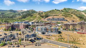 Bird's eye view of a mountain backdrop