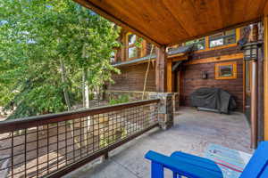 View of patio / terrace with a balcony and area for grilling