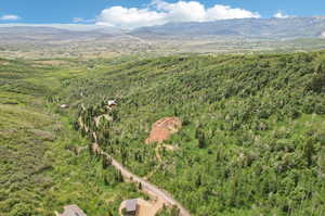 Bird's eye view with a mountain view