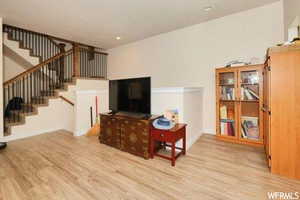 Living room featuring light wood-type flooring