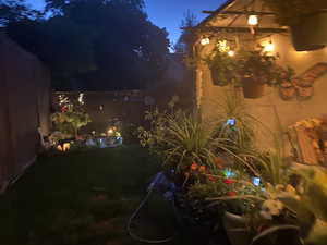 View of yard at twilight