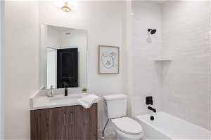 3rd floor family bathroom. Photo is from a similar unit in the development. Some fixtures may differ