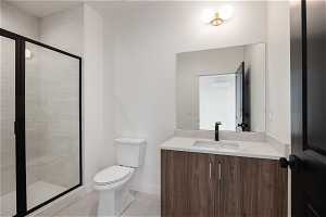 4th floor bathroom. Photo is from a similar unit in the development. Some fixtures may differ