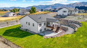 Aerial view featuring a mountain view