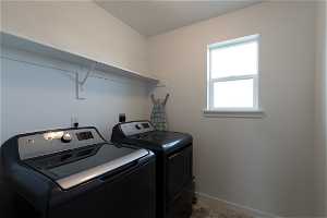 Laundry room with hookup for an electric dryer, and space for side-by-side independent washer and dryer