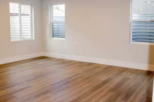 Unfurnished room with plenty of natural light and wood-type flooring